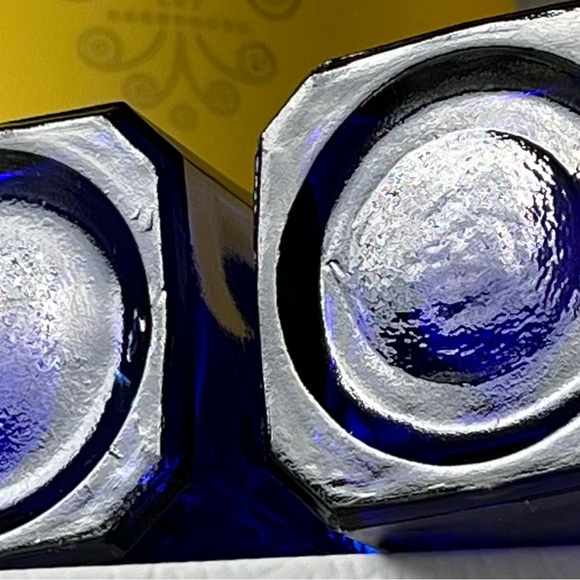 Vintage Cobalt Blue Glass Square Salt and Pepper Shakers Repro - Picture 5 of 10